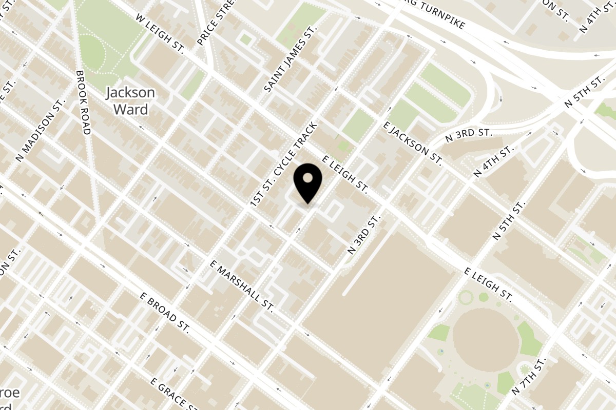 Map showing the location of Thai Studio Restaurant on 516 N 2nd St Unit C in Richmond